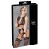 Cottelli Bondage - glanzend gestreepte kanten lingerie set (4-delig) - M