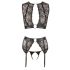 Cottelli Bondage - glanzend gestreepte kanten lingerie set (4-delig) - M