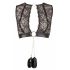 Cottelli Bondage - glanzend gestreepte kanten lingerie set (4-delig) - M