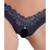 Cottelli - open string met parels en bloemen (zwart) - XL