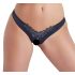 Cottelli - open string met parels en bloemen (zwart) - XL