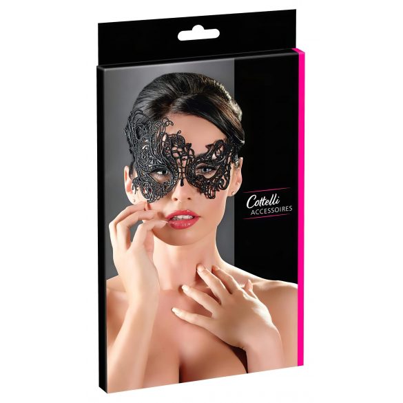 Cottelli - Geborduurd Asymmetrisch Masker (zwart)