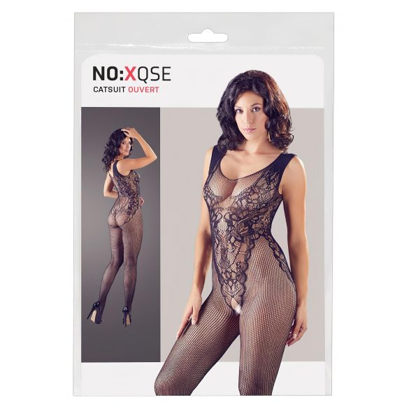 NO:XQSE - mouwloos, open net bodysuit - zwart (S-L)