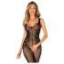 Obsessive G335 - transparante, open netstof catsuit (zwart) - S-L