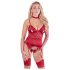 Abierta Fina - glinsterende kettingtop en string (rood) - L