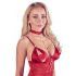 Abierta Fina - glinsterende kettingtop en string (rood) - XL