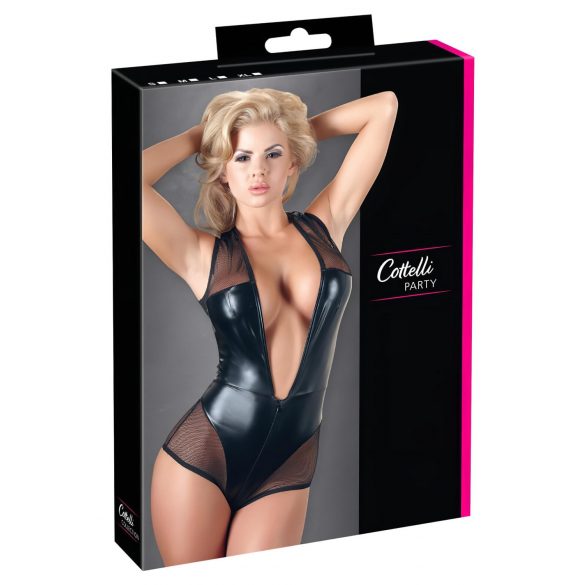 Cottelli - glanzend net body (zwart) - L