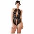 Abierta Fina - bloemenkant body (zwart) - M