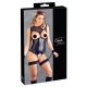 Cottelli Bondage - glanzend open body met handboeien (zwart) - M