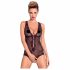 Obsessive Fiorenta - parelkant, open kanten body (zwart) - L/XL