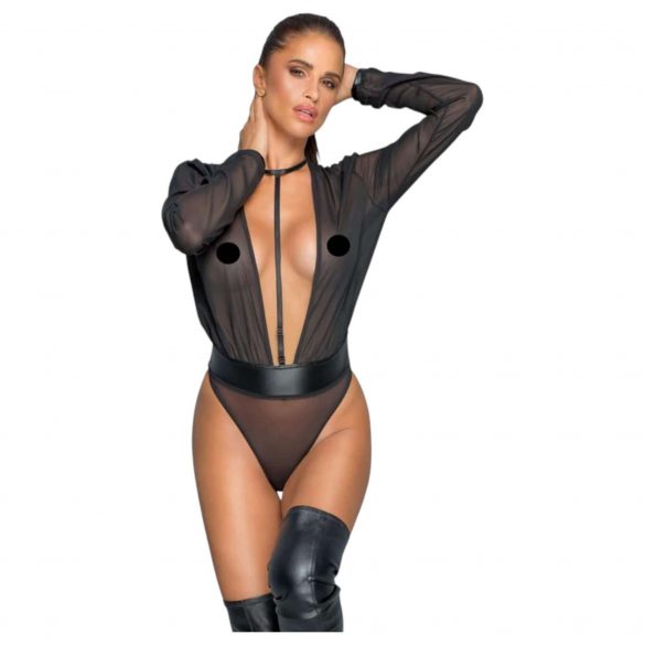 Noir - halsband bodysuit (zwart)