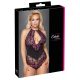 Cottelli Plus Size - bloemen body (zwart-paars)