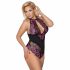 Cottelli Plus Size - bloemen body (zwart-paars)