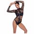 Black Sheer Long-Sleeve Bodysuit 