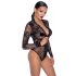 Black Sheer Long-Sleeve Bodysuit 