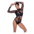 Black Sheer Long-Sleeve Bodysuit  - M