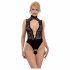 Abierta Fina - kanten open body met strass (zwart) - M