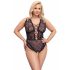 Cottelli Curves Plus Size - doorzichtige body met patroon (zwart)