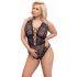 Cottelli Curves Plus Size - doorzichtige body met patroon (zwart)