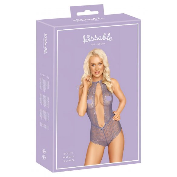 Kusbaar - halter, kanten body (paars) - L/XL