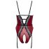 Abierta Fina - open body met jarretels (zwart-rood) - M