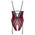 Abierta Fina - Open body met jarretels (zwart-rood) - L