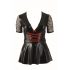 Cottelli Plus Size - glanzende jurk met rood korset (zwart)