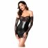 Noir - latex jurk met kanten inzetstuk (zwart)