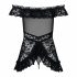 Obsessive Flores - bloemen babydoll met string (zwart)