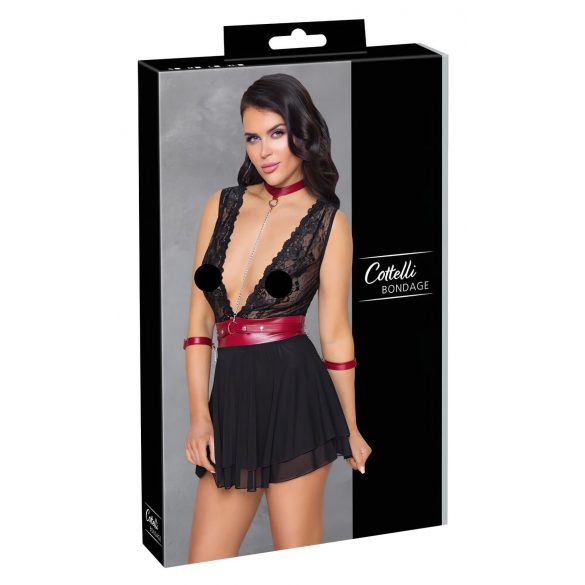 Cottelli Bondage - kanten halter babydoll (zwart) - XL