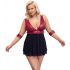 Cottelli Bondage Plus Size - diep decolleté babydoll (rood-zwart)