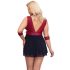 Cottelli Bondage Plus Size - diep decolleté babydoll (rood-zwart)