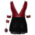 Cottelli Bondage Plus Size - diep decolleté babydoll (rood-zwart)