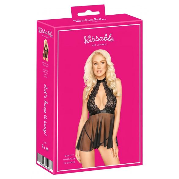 Kissable - halter nek babydoll (zwart)