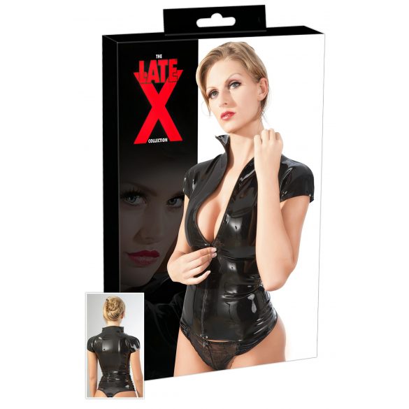 LATEX - rits, korte mouwen dames top (zwart)