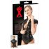 LATEX - rits, korte mouwen dames top (zwart) - XL