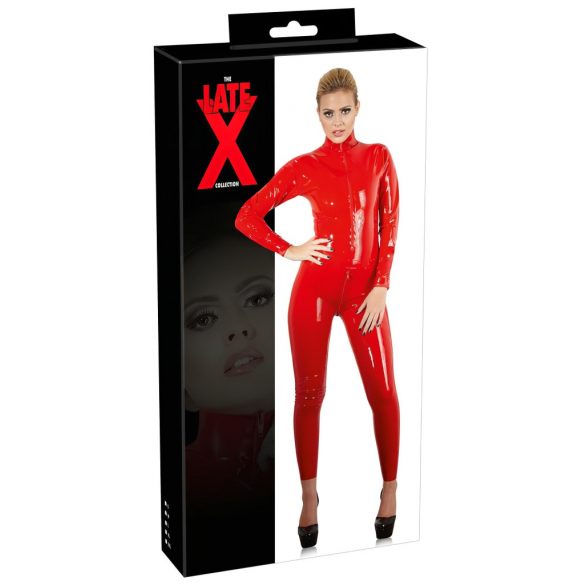 LATEX - dames overall met lange mouwen (rood) - M