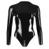 Latex - lange mouwen dames body (zwart) - 2XL