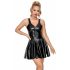 Latex - Mini-jurk met ruches rok (zwart) - M