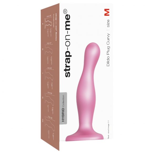 Strap-on-me Curvy M - gegolfde, zuignap dildo (roze)