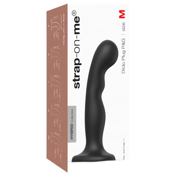 Strap-on-me P&G M - gebogen dildo met zuignap (zwart)