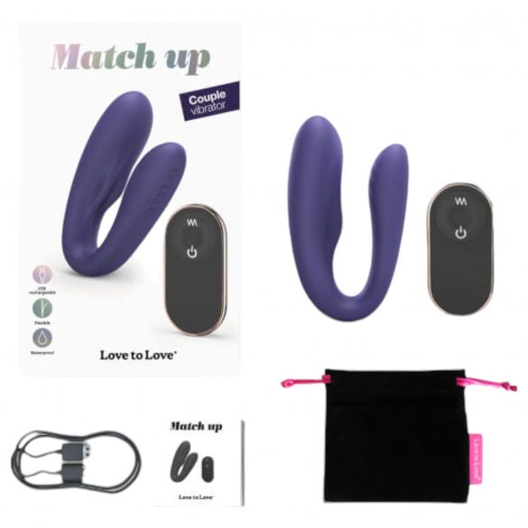 Love to Love Match up - oplaadbare, draadloze koppelvibrator (paars)