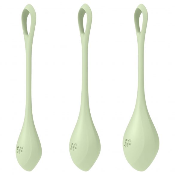 Satisfyer Yoni Power 2 - groene kegeloefenballetjes set (3 stuks)