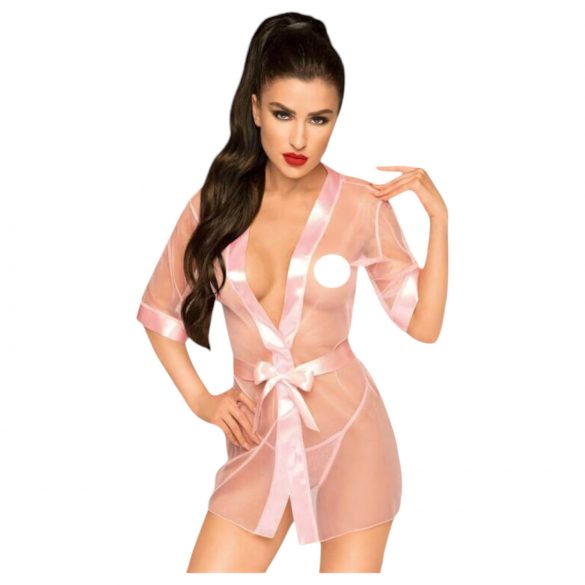 Penthouse Midnight Mirage - satijnen kimono en string (roze) - XL