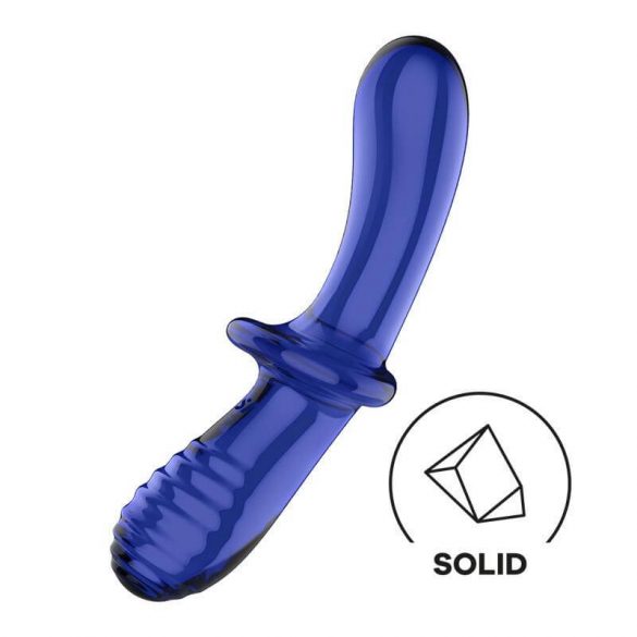 Satisfyer Double Crystal - 2-uiteinden glazen dildo (blauw)