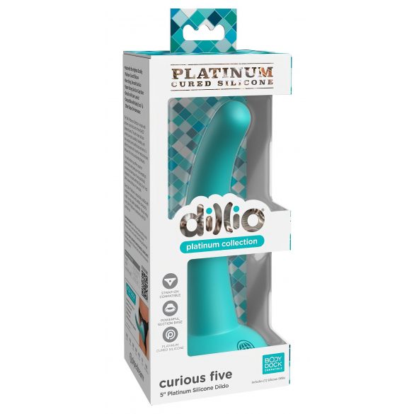 Dillio Nieuwsgierige Vijf - zuignap silicon dildo (15cm) - turquoise