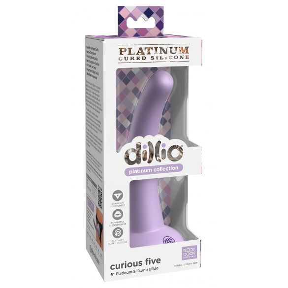 Dillio Curious Five - siliconen dildo met zuignap (15 cm) - paars