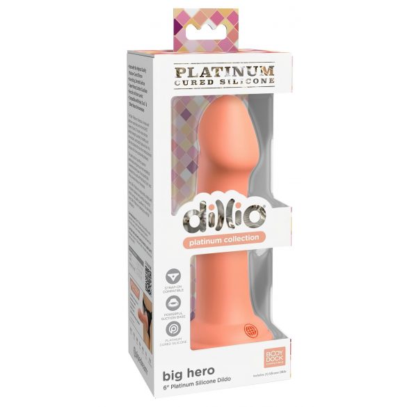 Dillio Grote Held - zuignap siliconen dildo (17cm) - oranje