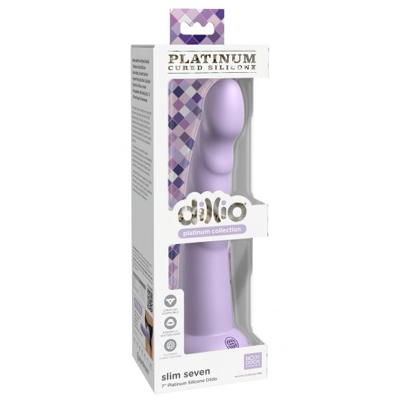 Dillio Slim Zeven - Zuignap Stimulatie Dildo (20cm) - Paars