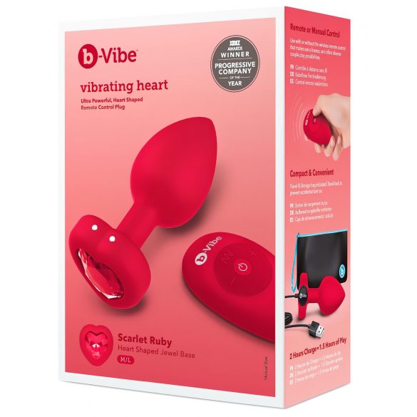 b-vibe heart - oplaadbare, draadloze anale vibrator (rood)